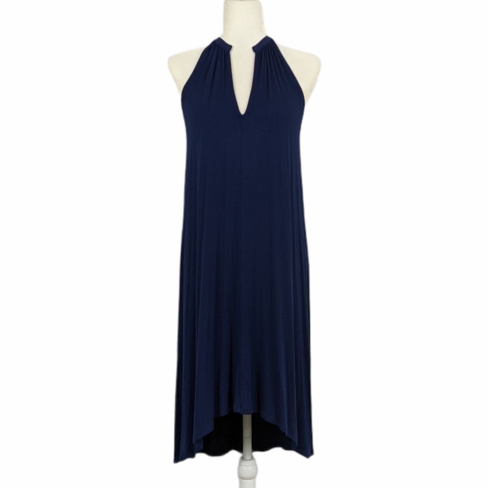 Ella Moss Halter Neck Midi Dress Navy Blue Women's Small